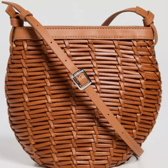 STAUD Anouk Woven Leather Crossbody Bag in Tan MSRP$395 SUMMER BREEZE - Picture 8 of 11
